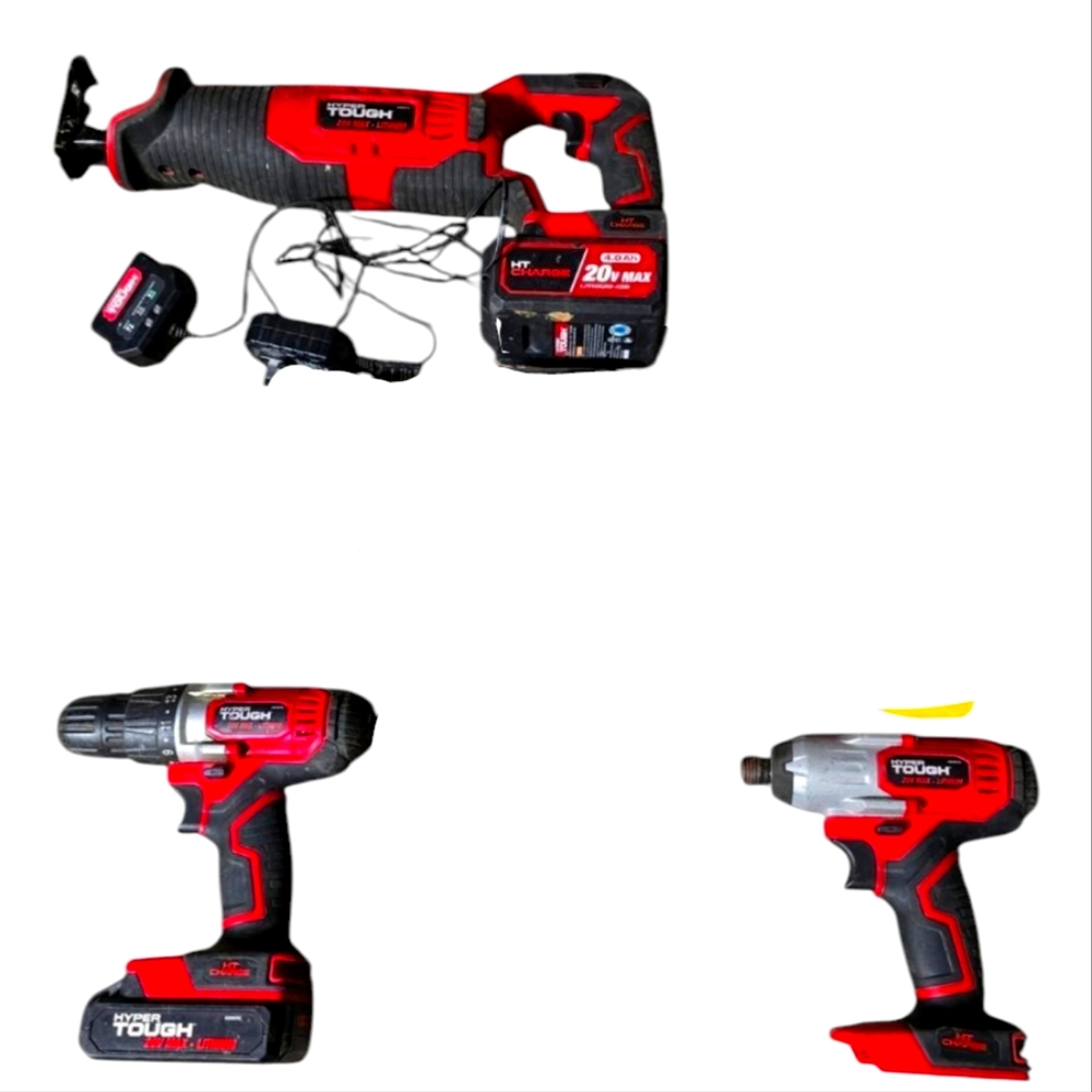 Hyper Tough Cordless Power Tools Set with Lithium Lithium-ion Batteries